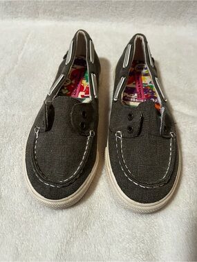 Women’s slip on shoes 7.5 rock & candy boat slides gray casual vacation fabric